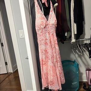 Floral Pink Halter Dress